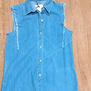 7 For All Mankind Denim Sleeveless Shirt Size XS NWT